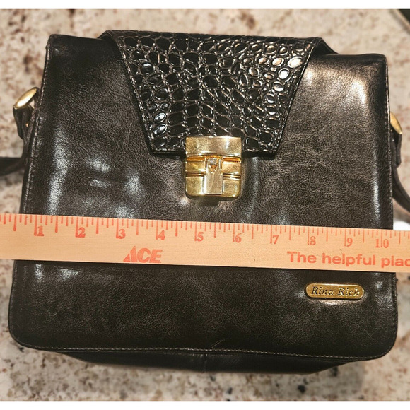 Rina Rich Vintage Italian Leather Handbag or Sholder Bag with Gold Fittings - Picture 1 of 14